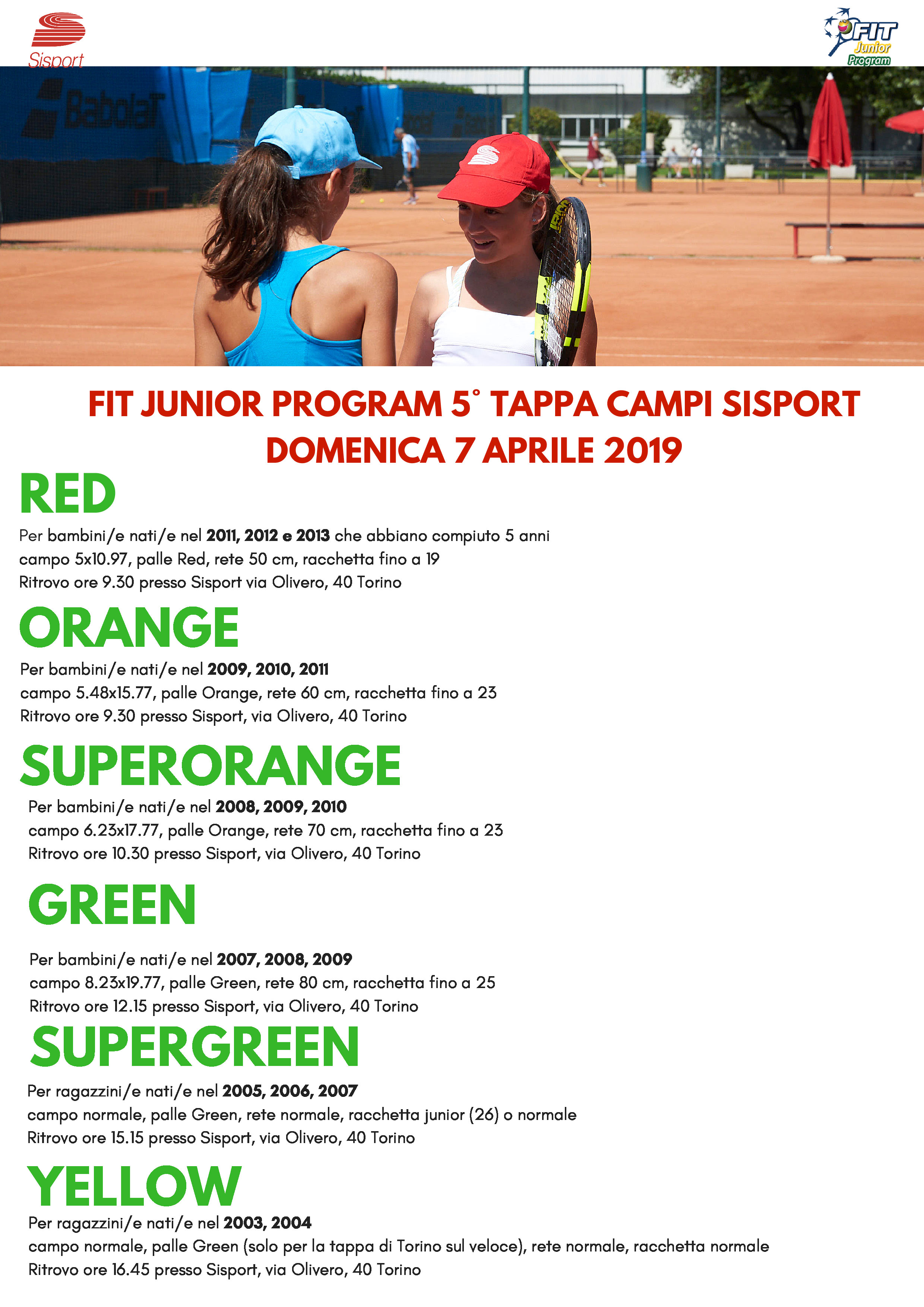 Sisport FIT JUNIOR PROGRAM 1° TAPPA 2018